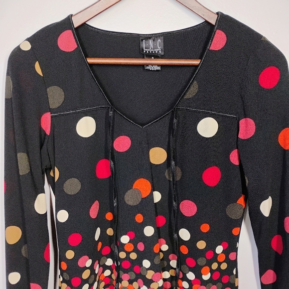 INC International Concepts Y2K Mesh Polka Dot Top Womens Small Black Multicolor - Picture 2 of 8